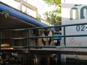 Narrow corner path by canal Bangkok