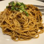 Stir-fried noodles with minced pork and black bean sauce