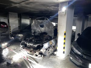 Car fire at Bangkok condo