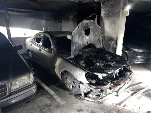 Car fire in Bangkok condo